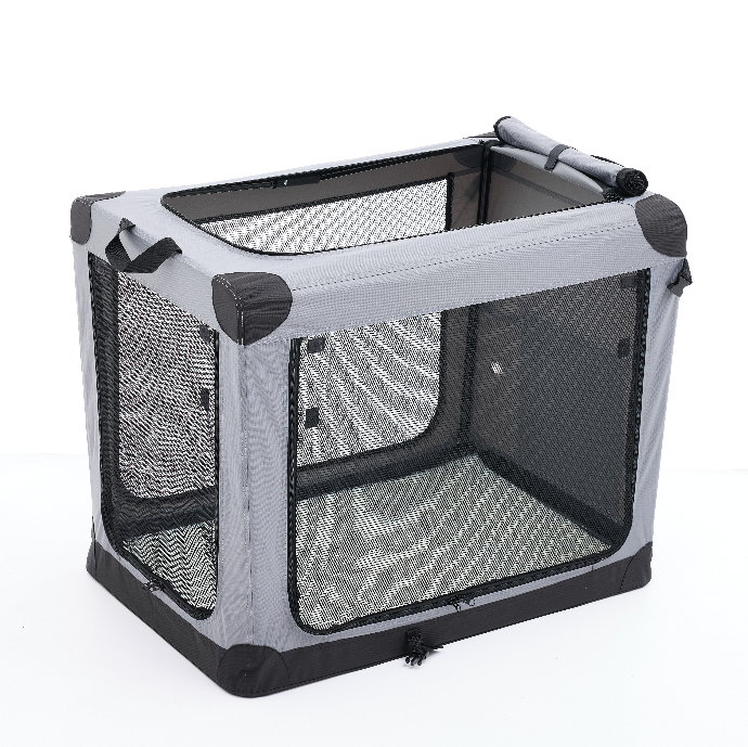 Foldable Dog Cage, Portable Travel Dog Cage With Three-door Mesh Windows - 36IN.grey