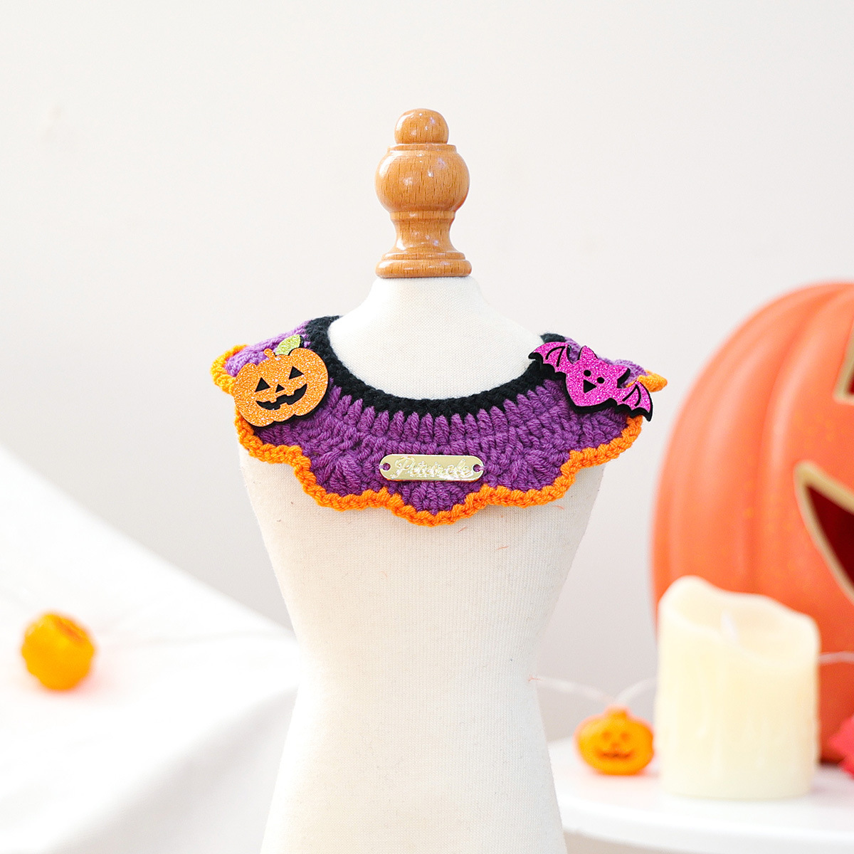 Halloween Pet Cat Dog Scarf Funny Knit Neckwear Pet Bib Cute Collar — image 5