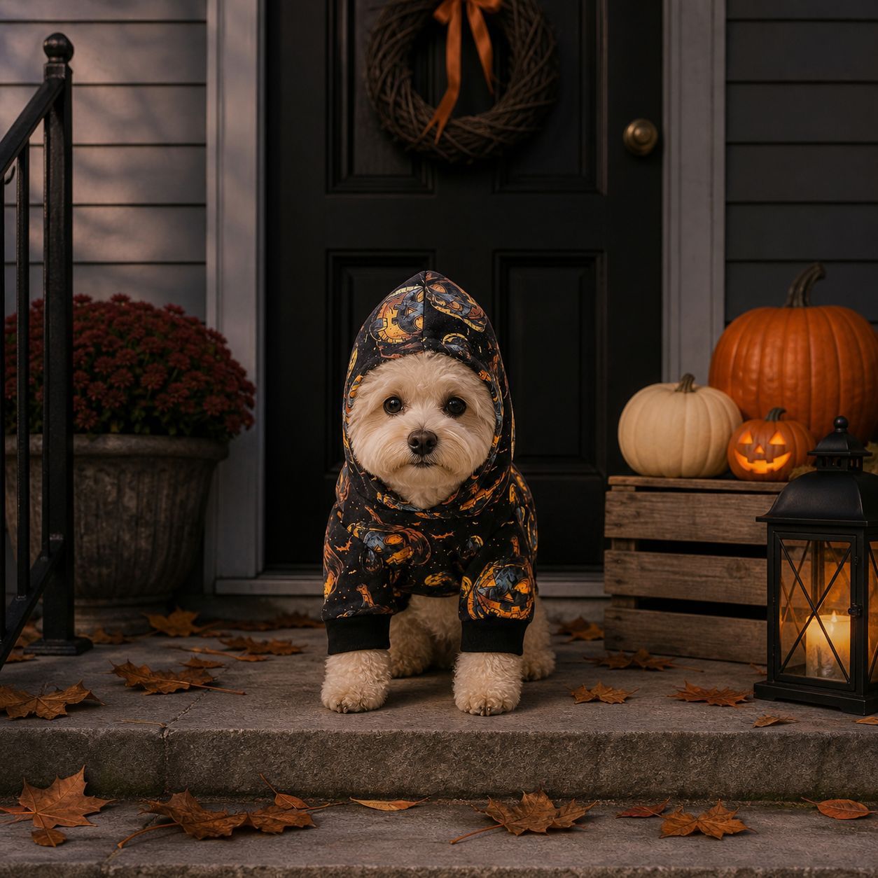 Halloween Pumpkin Wizard Hoodie for Dogs and Cats, Pet Costume for Halloween Party — image 3