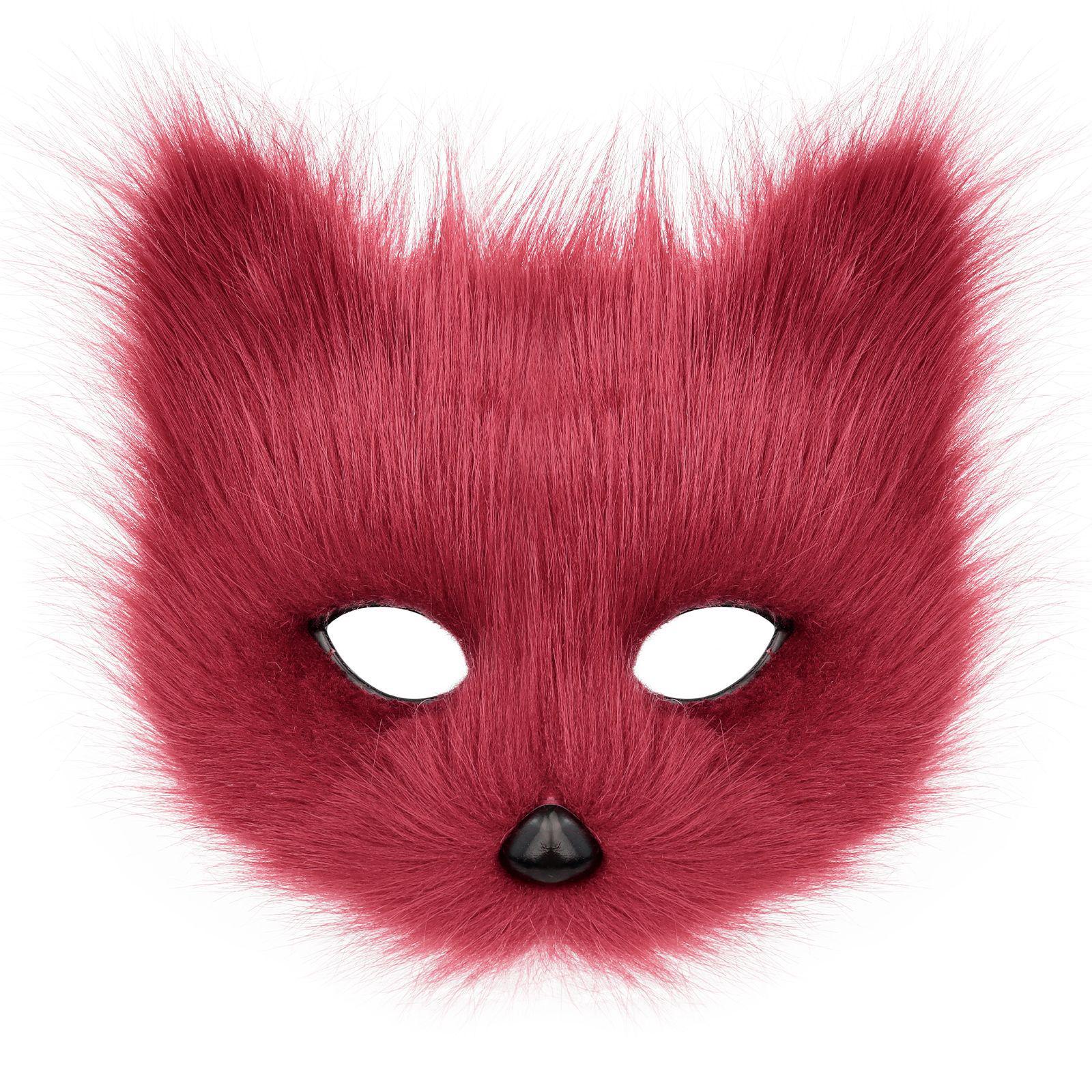 Halloween Party Furry Half-Face Cat Fox Mask Cosplay Cat Face Mask Accessory — image 19