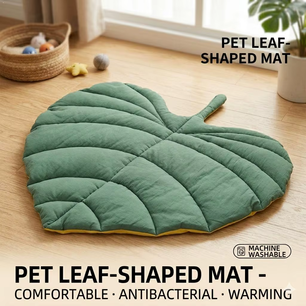 Matríz de descanso para mascotas con forma de hoja 4 estaciones, suave acolchado, cama para gato y perro, almohadilla decorativa de sala, alfombra de suelo lavable, cojín para cachorro gatito — imagen 1