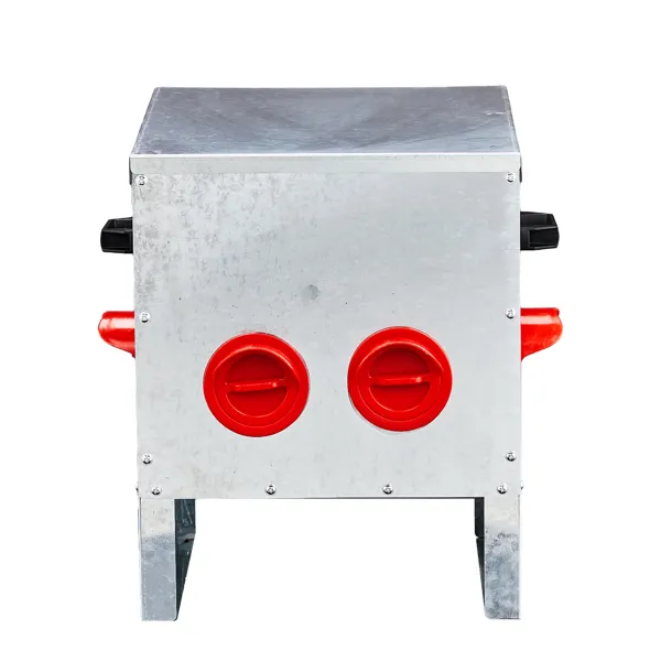 Alimentador Automático de Pollos Prueba de Roedores, 4 Puertos Capacidad Grande Metal para Gallinero con Manijas y Tapadera, Alimentador Galvanizado para Cuna de Pájaros