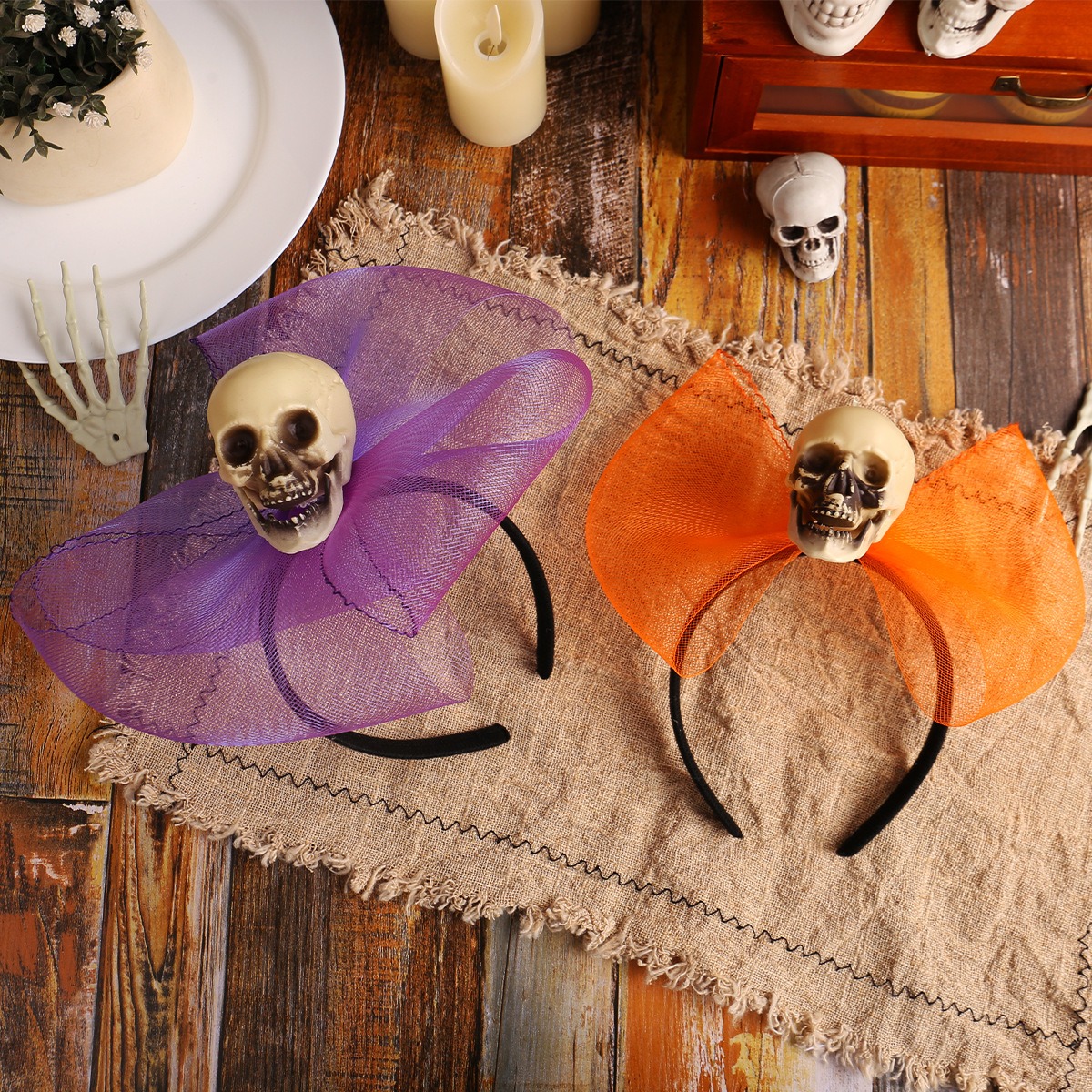 Creative Halloween skull head decoration headband ghost party dance party spider butterfly knot web headband buckle — image 7
