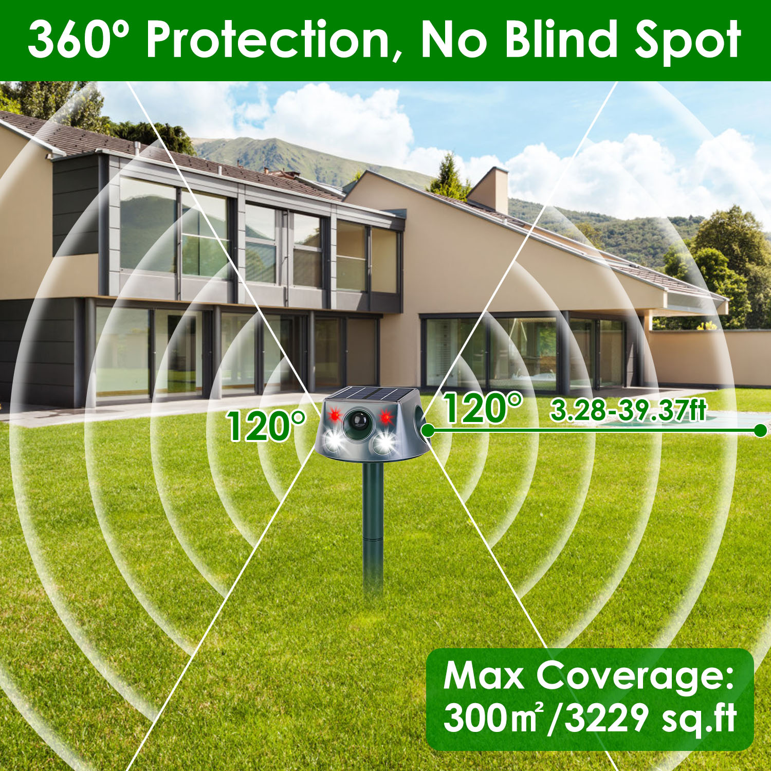 Ultrasonic Solar Animal Repeller Outdoor Mole Snake Squirrel Repellent Waterproof With 3 Modes Motion Sensor Vibration Stake For Farm Garden Yard — imagen 2