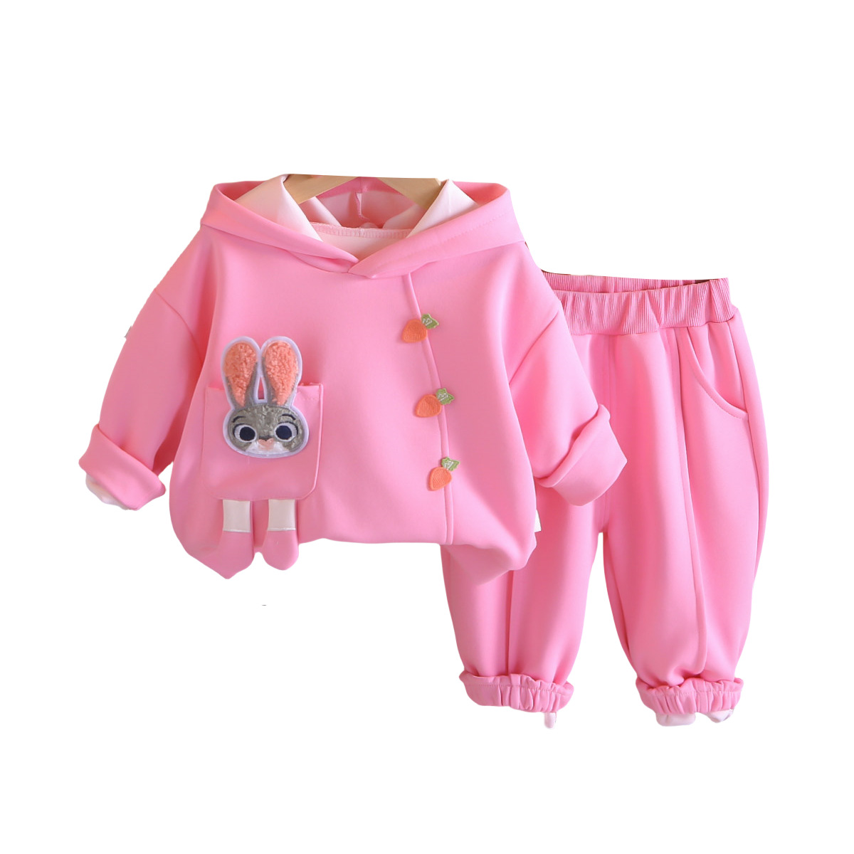 Girls Rabbit Patch Hoodie Two-Piece Set Spring Autumn 0-4 Years Old — image 7