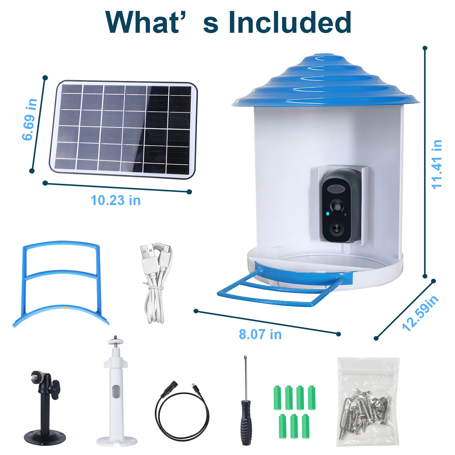 Alimentador Inteligente de Pájaros con Cámara Solar 1080p HD Reconocimiento AI de Pájaros Función de Movimiento Automático Grabación de Video Almacenamiento en la Nube Tarjeta WiFi Conexión App Control IP65 Resista a la Lluvia — imagen 9