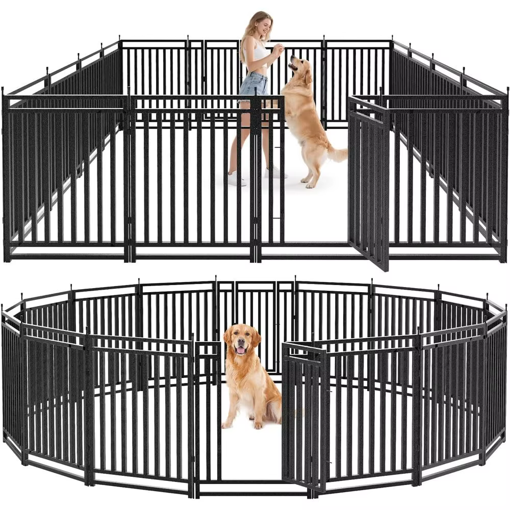 Cubo de Juego Portátil 40 Alto 16 Paneles para Uso Exterior e Interior, Ideal para el Entretenimiento de Perros y Acampadas (Negro-Arcilla) — imagen 1