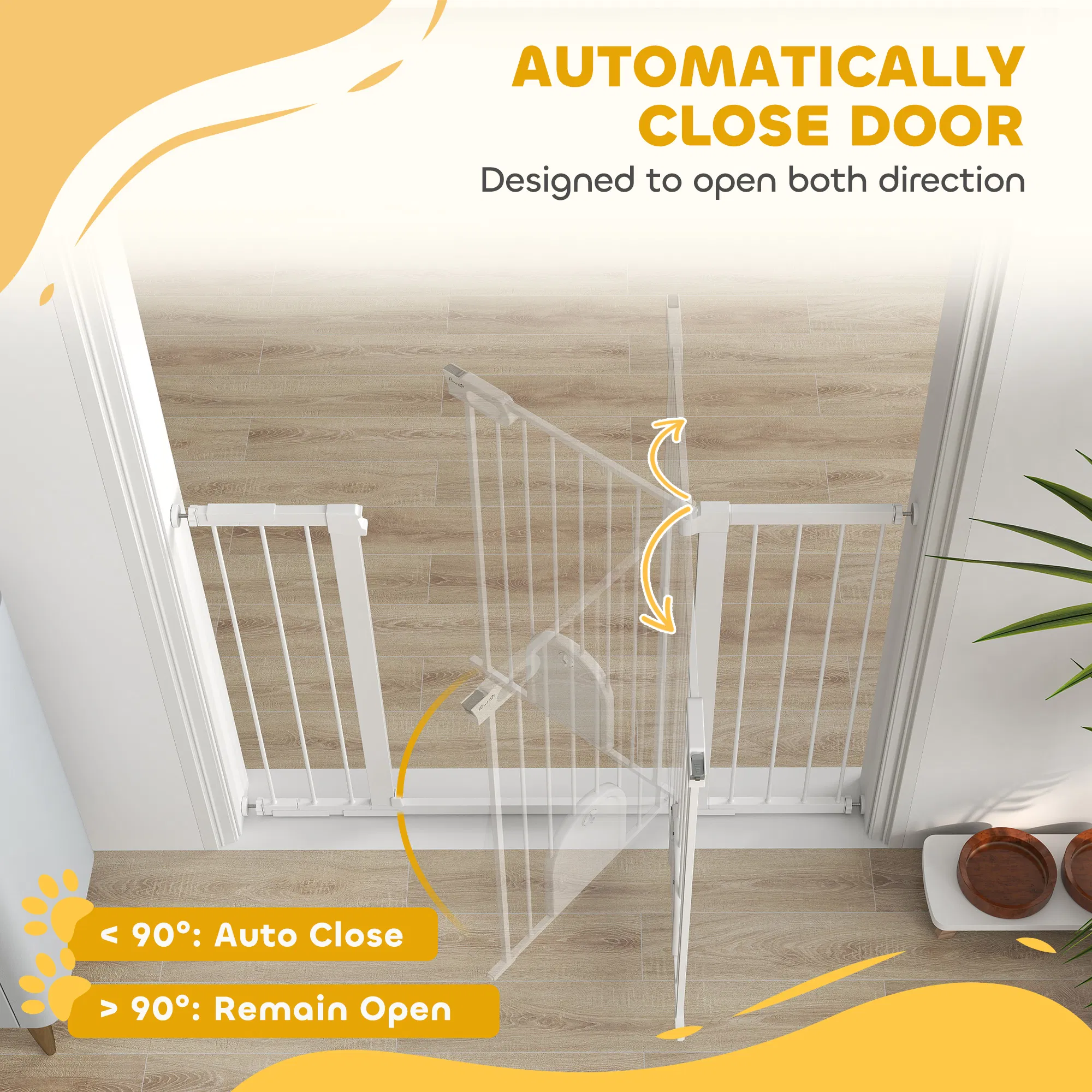 30"-52" Extra Wide Pet Gate Barrier with Small Door, 35"H Dog Gate with Safety Gate Barrier, Stair Pressure Fit, Black — image 2