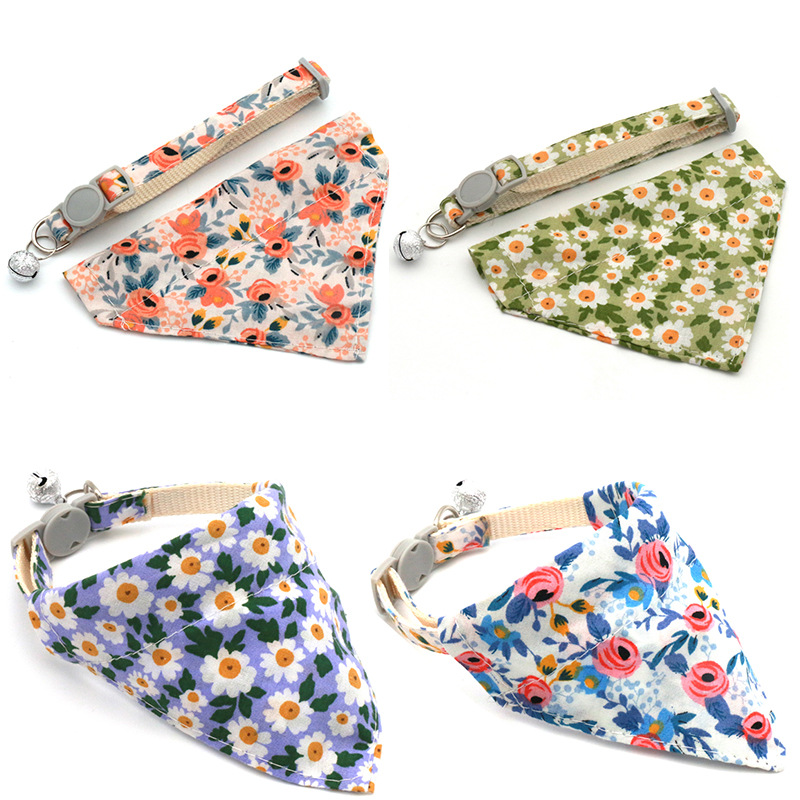 Collar de Triángulo Floral para Perros y Gatos - Bandita de Sol y Margaritas Pequeña — imagen 1