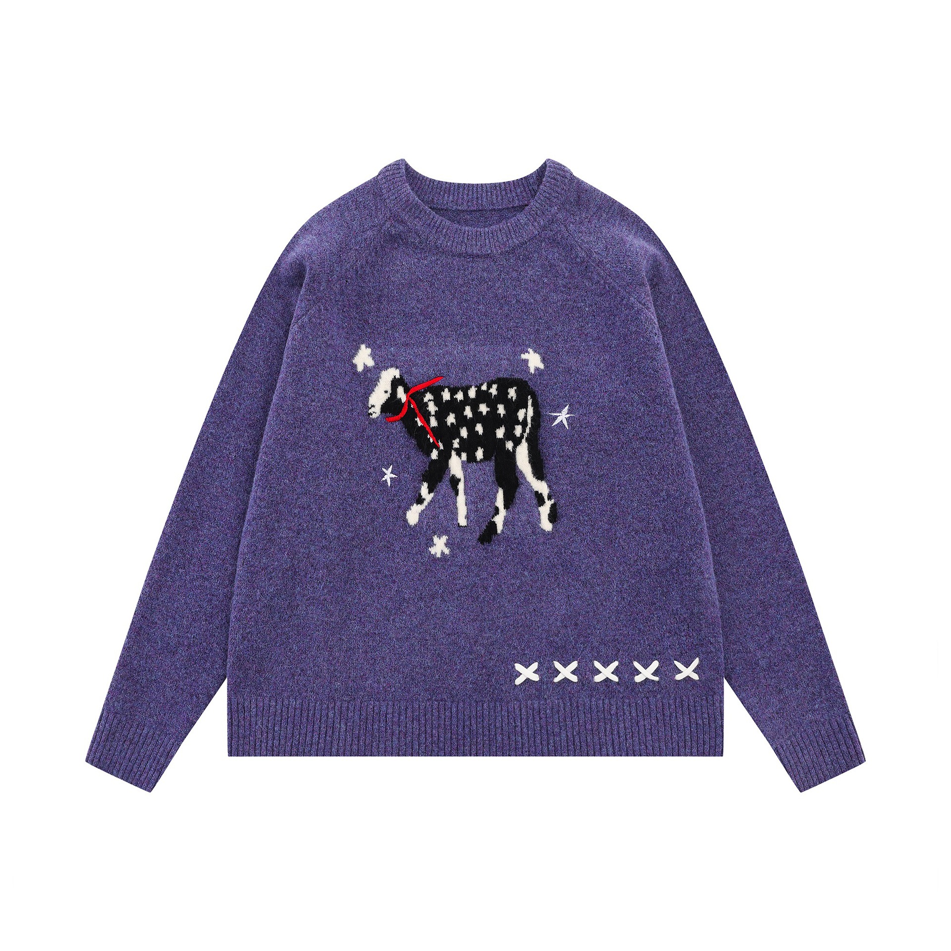 Shoulder inserted lamb jacquard sweater — image 4