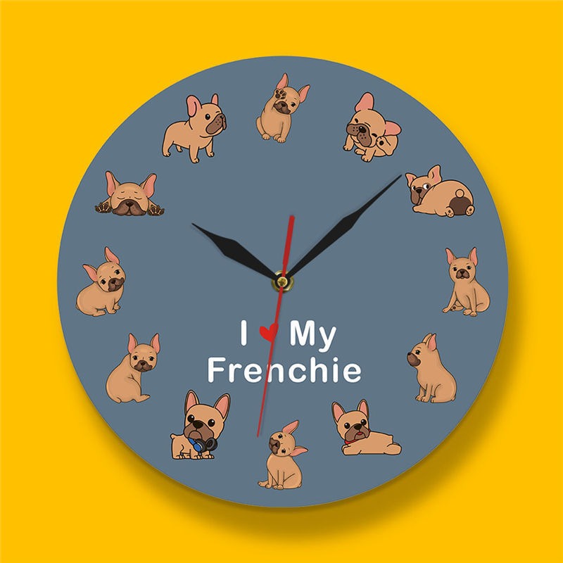 Reloj de Pared con Bulldog Francés Impreso, Iluminación trasera, Decoración para Mascotas, Amo a mi Frenchie, Silencioso, No tictaque — imagen 2