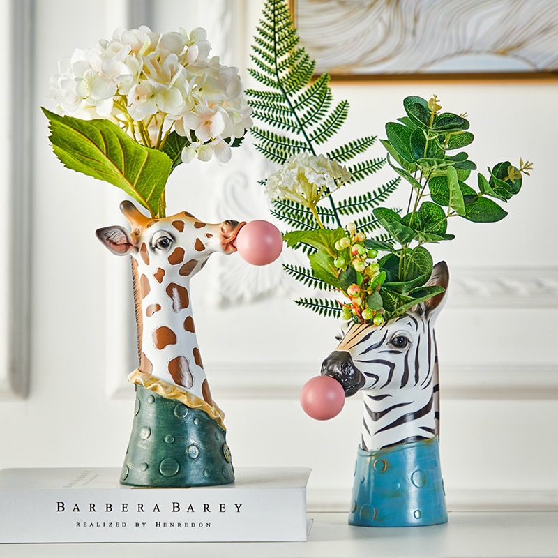 Resin Cartoon Animal Head Vase Succulents Flower vase — image 2