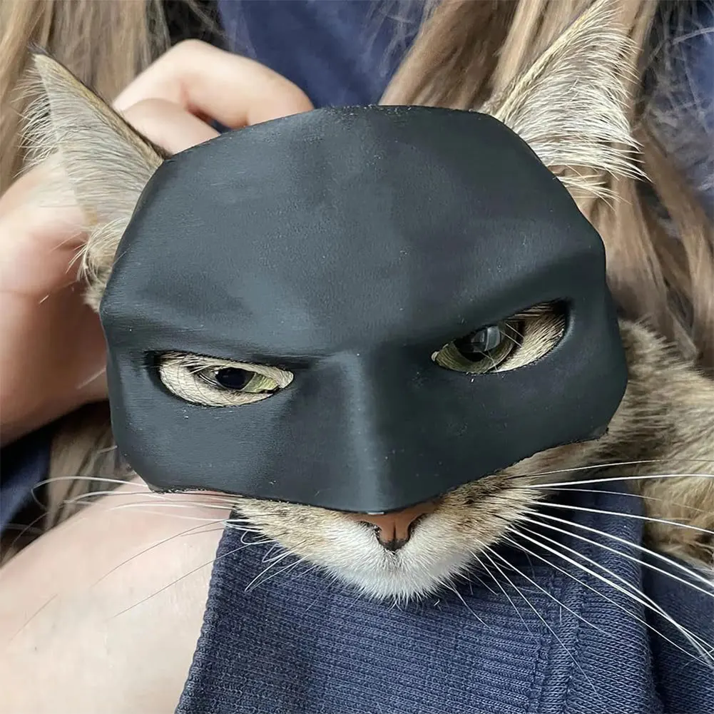 Bat Cat Avenger Mask Creative Black Cat Bat Mask Handmade Half Face Cat Mask Decorative Cat Mask for Halloween Cosplay — image 1