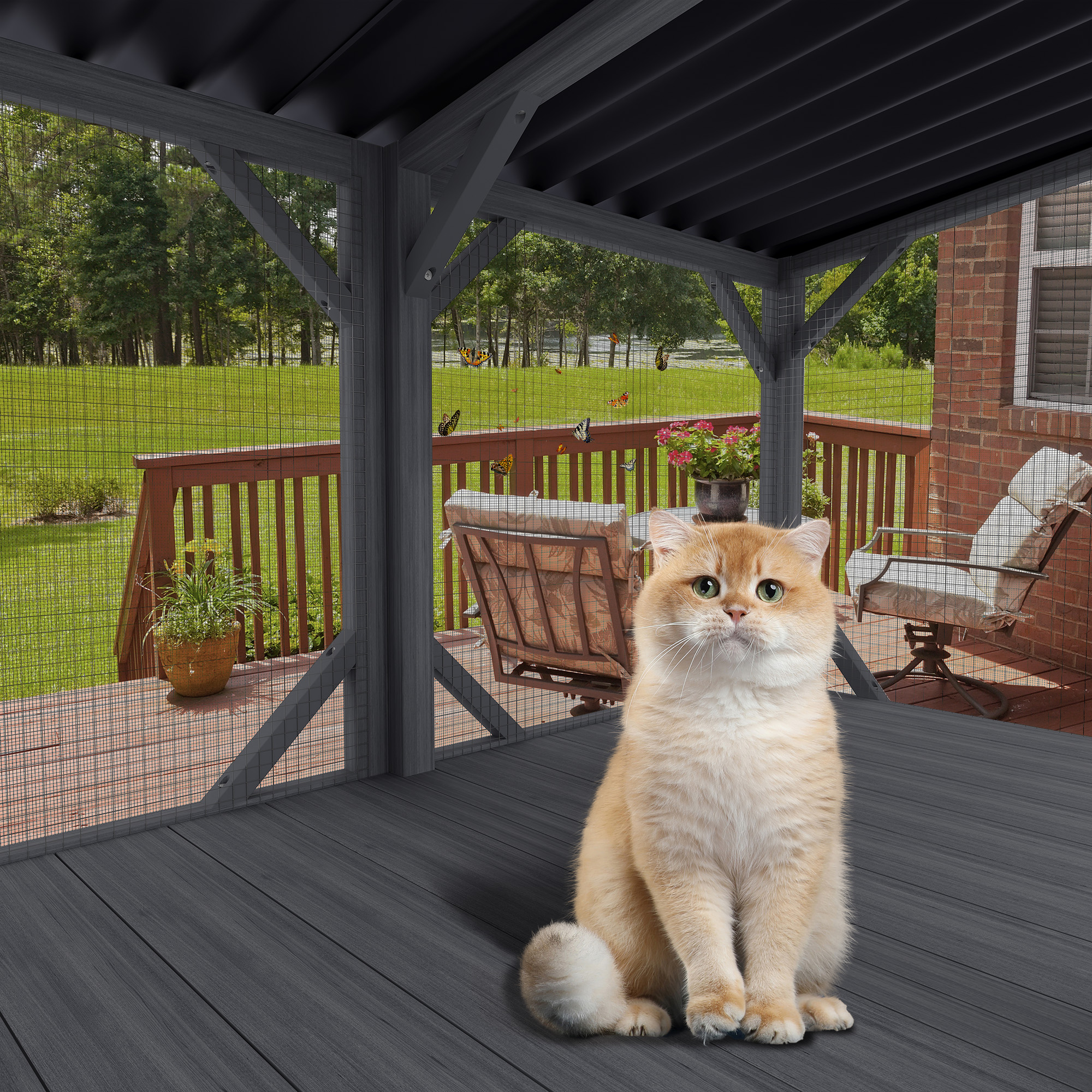 Cat Window Box, 43.3 Catio Outdoor Cat Enclosure With Bug Proof Net For Sunbathing, Napping & Viewing, Window Perch For Large Indoor Cats - All Weather Use, Cat Cage — imagen 4