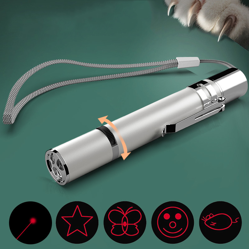 Puntero de Láser para Gatos, Punto Rojo LED Luz Interactiva Juguetes para Perros y Gatos, Rango Largo 5 Modos Proyección de Láser Jaula de Juego para Kitten Entrenamiento Exterior, Cargador USB Recargable — imagen 1