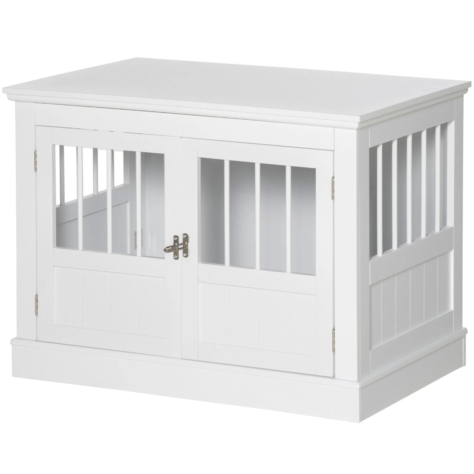 31" Dog Crate Furniture End Table with Three Doors for Small Dogs, White — image 1