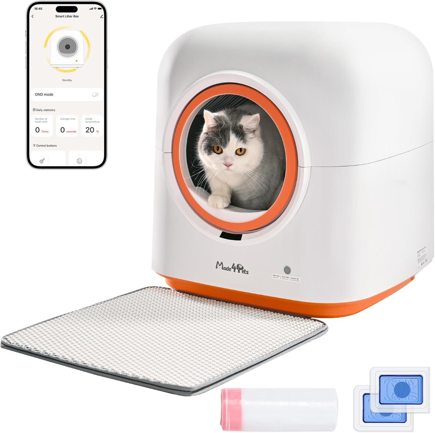 Caja de Arena Automática para Gatos, Control Inteligente por Aplicación, Desodorizante, Sensor Infrarrojo, Adecuada para Múltiples Gatos — imagen 1