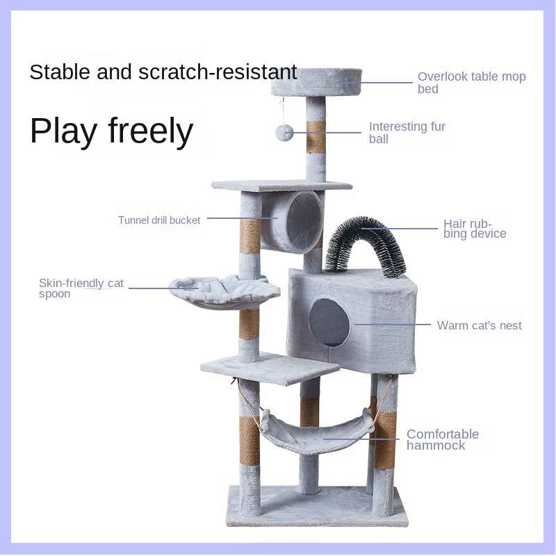 Gran Torre de Árbol para Gatos con Múltiples Hamacas, Torre de Rascar, Villa Training Aids, Muebles, Suministros de Productos para Mascotas — imagen 4