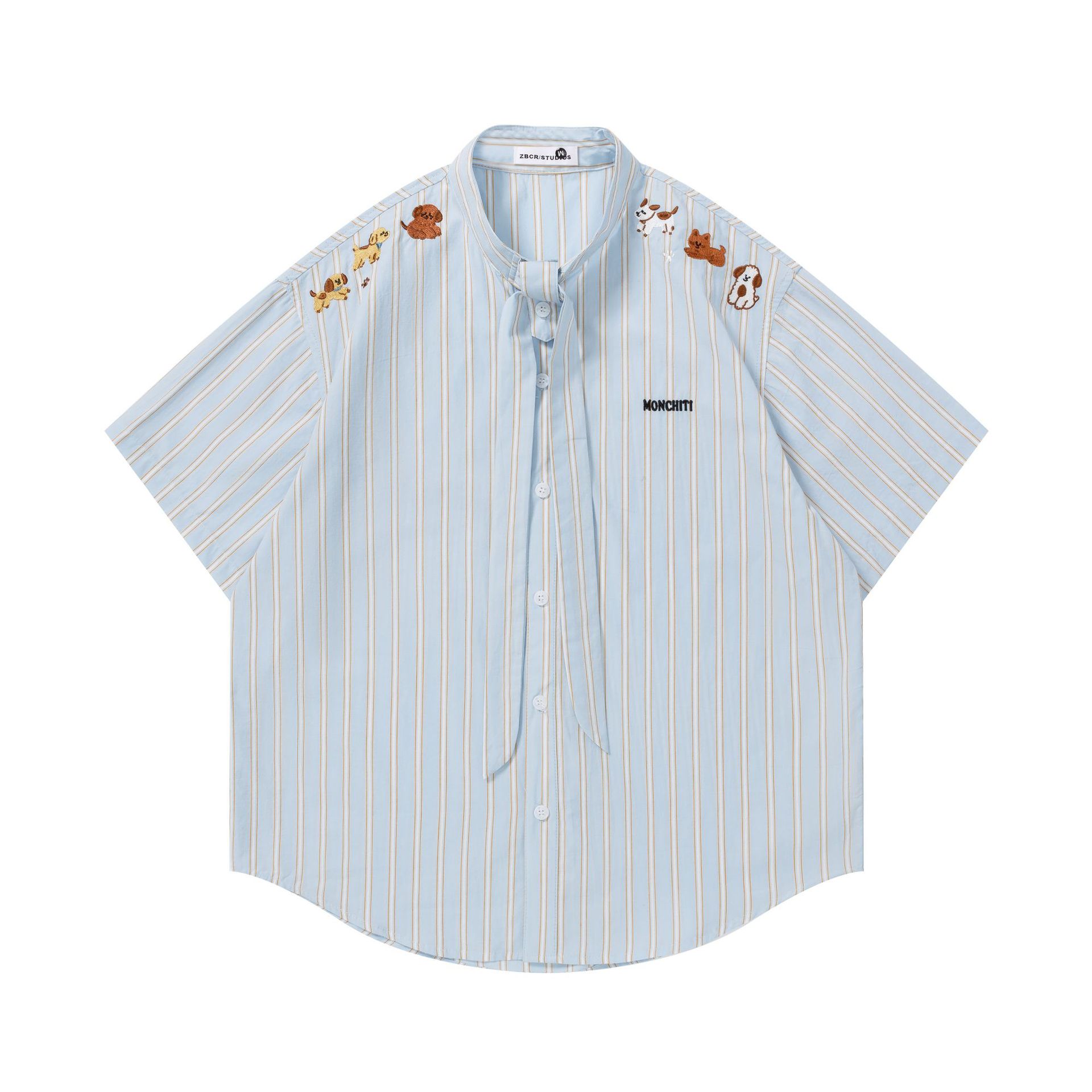Camiseta de manga corta con bordado de cachorro atado — imagen 7