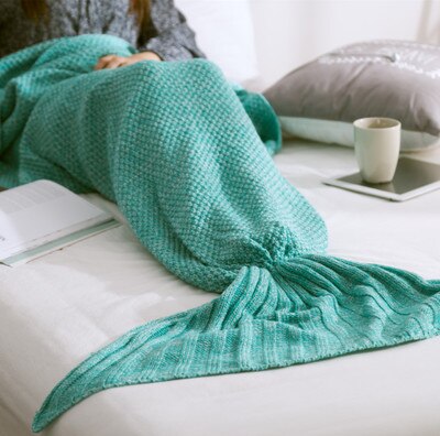 TONGDI Soft Warm Popular Fashionable Mermaid Fish Tail Knitting Blanket Gift For Girl Princess All Season Handmade Sleeping Bag — image 7