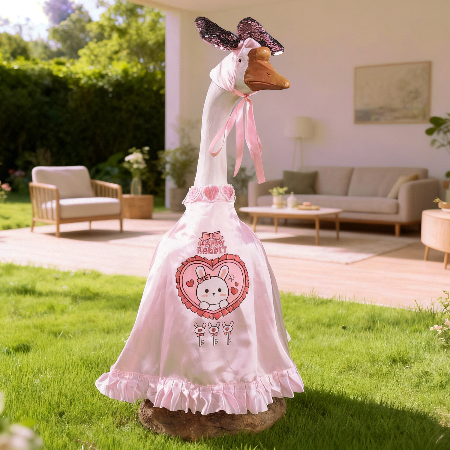 Decoración de Ganso Blanco para Pórtico de Navidad y Pascua, Cambiable con Concha de Conejo — imagen 3