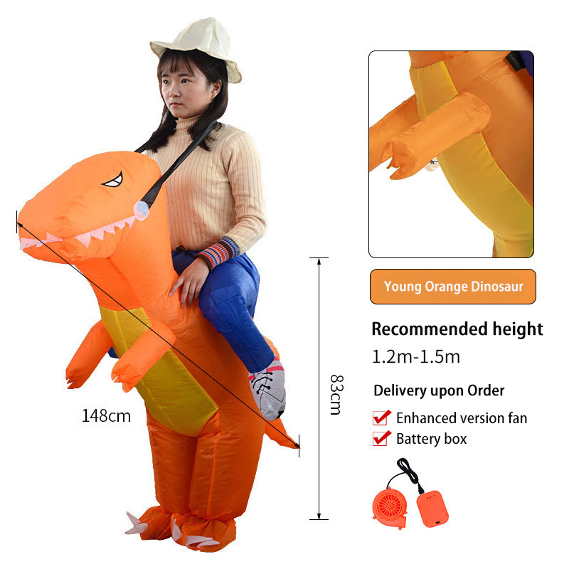 Ropa Inflable de T-Rex para Niños con Dinosauro 3D, Color Rojo, Para Adultos que Montan — imagen 16