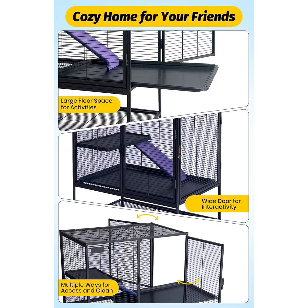 Metal Small Animal Cage, 39 ''H Multi-Level erret Cage or Small Animals - Large Hamster Cage with p, Extra Storage Stand, Removab — image 2