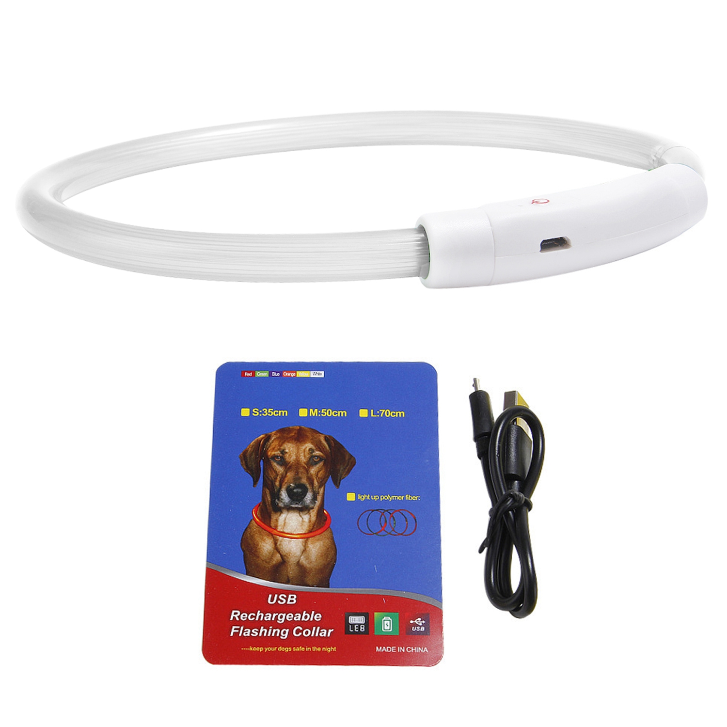 Collar de Perro LED Recargable con Iluminación Multicolor para Caminatas Nocturnas Seguro para Pequeños, Medianos y Grandes Perros — imagen 7