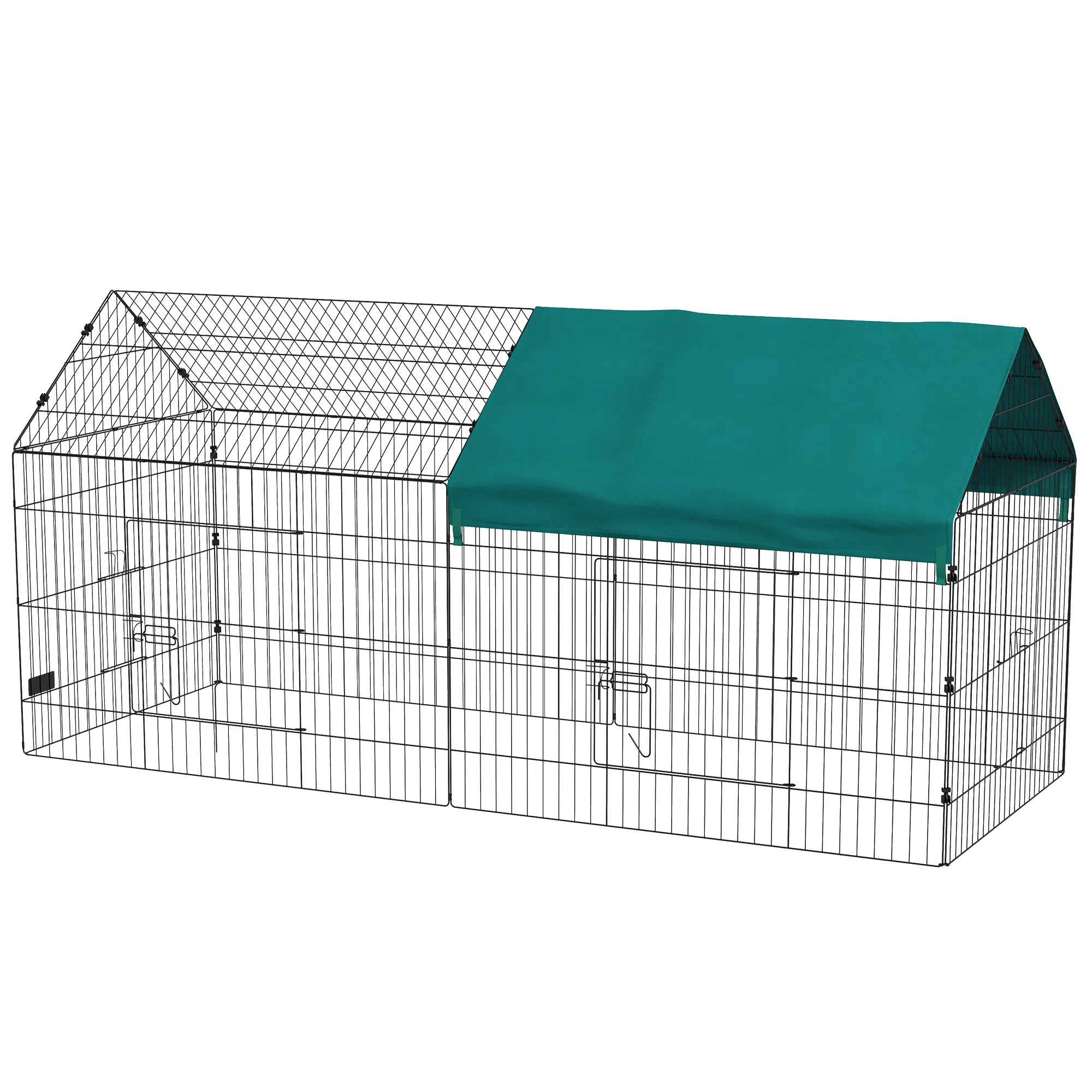 87" Small Animal Cage with Roof, Indoor/Outdoor Use, for Chicken, Rabbits, Chinchillas, Green — image 1