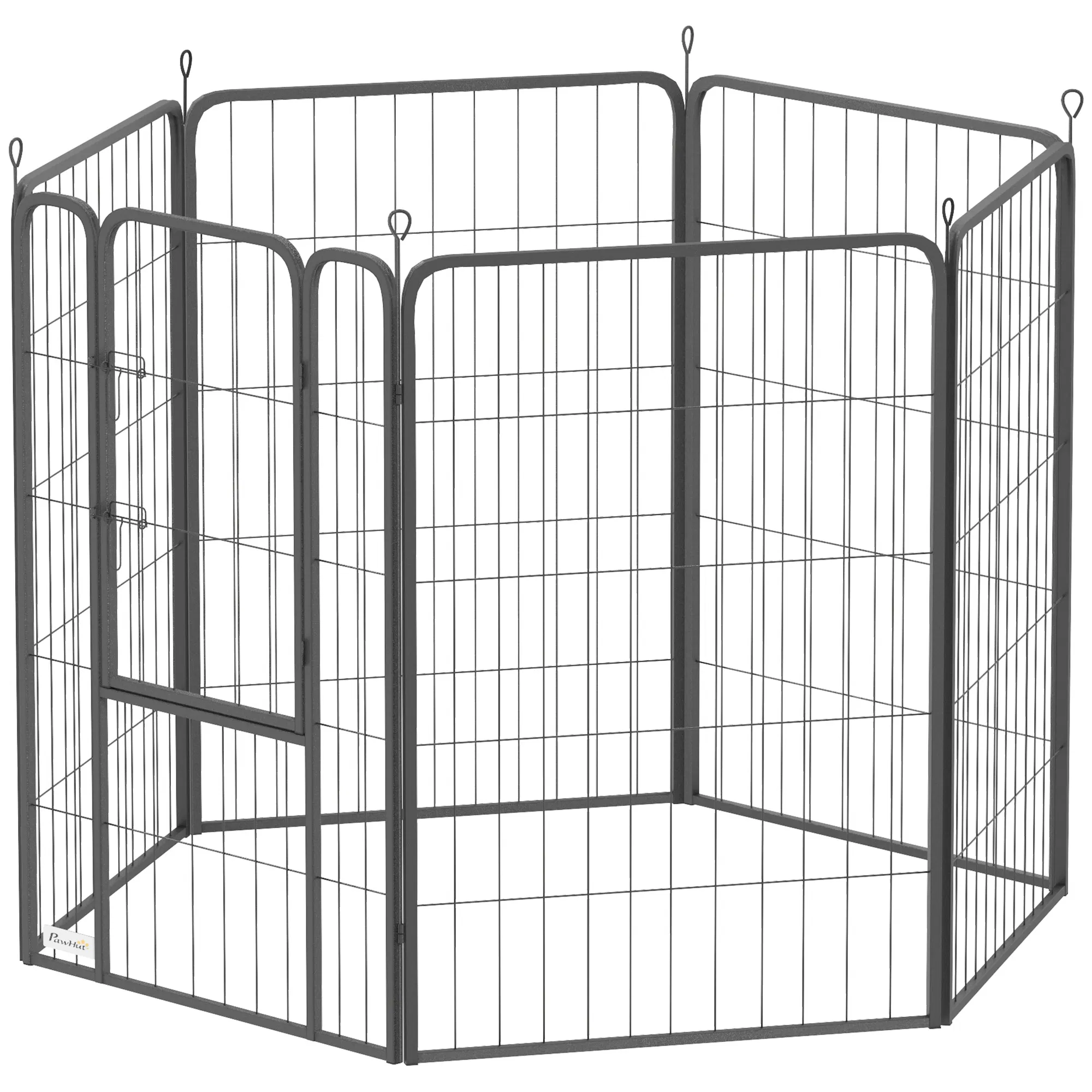 6 Panels Heavy Duty Dog Playpen Outdoor Indoor with Door & Strap, 39" Height Portable & Foldable Pet Playpen — image 1