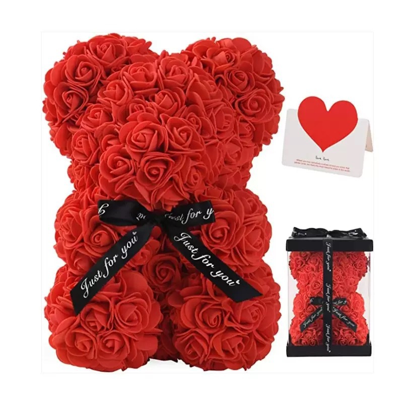 Oso de Flores de Espuma para Día de la Madre 25cm - Regalo con Caja de Regalo de PVC — imagen 1
