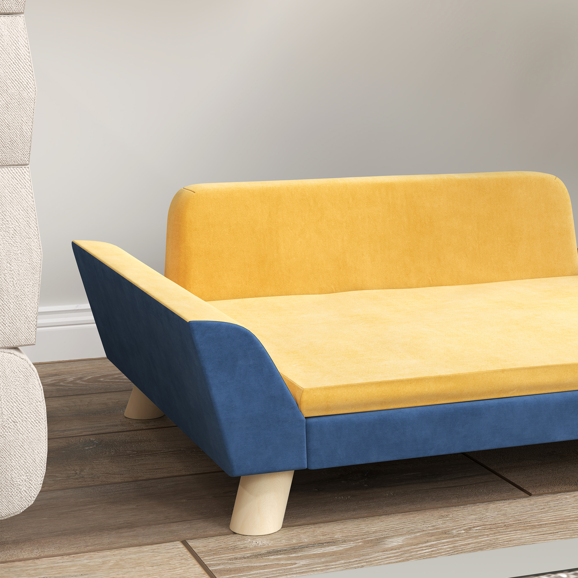 Dog Sofa Bed for Small Dogs with Soft Cushion, Washable Cover & Non-Slip Foot Pads, Orange — image 5