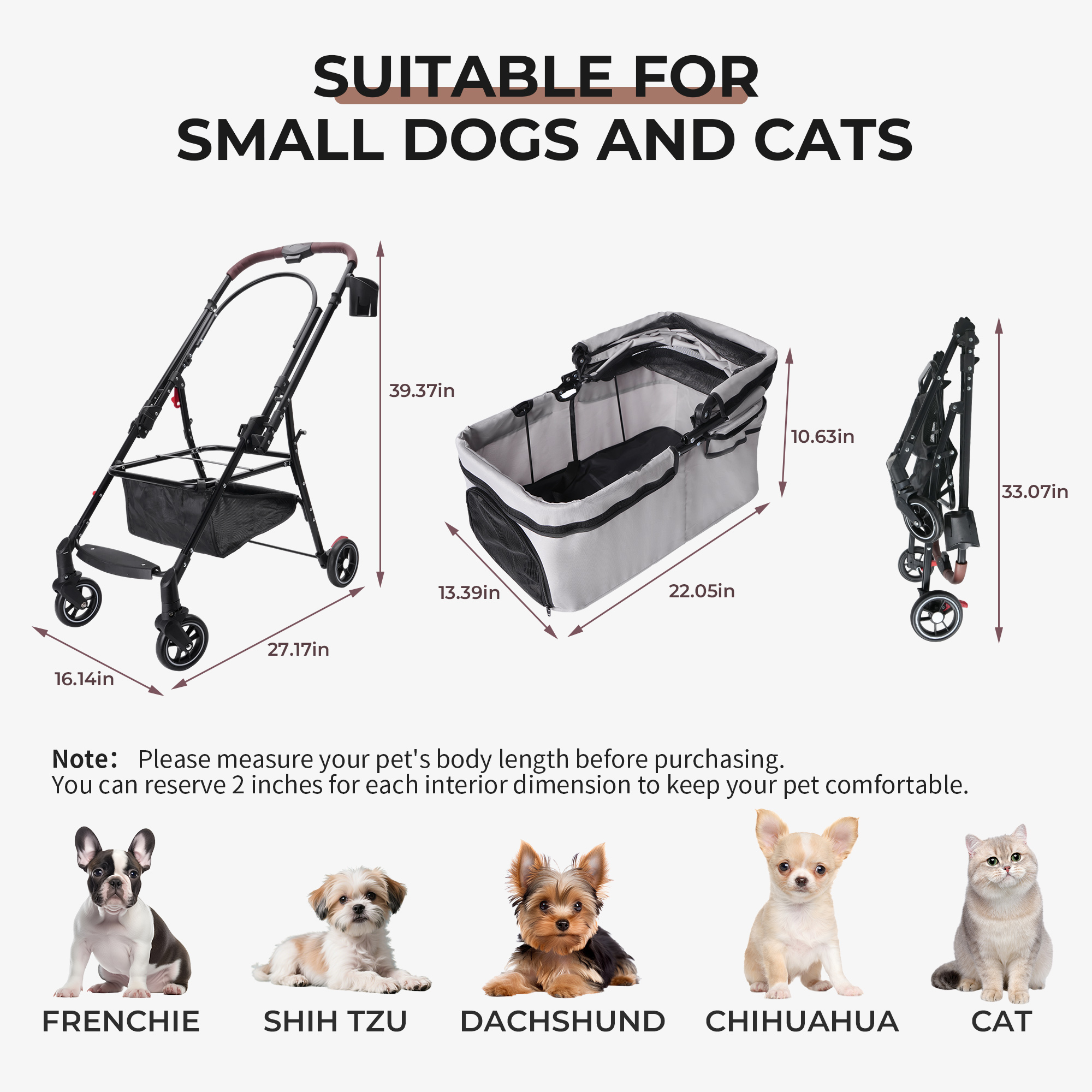 Carrito De Paseo Plegable Para Pequeños Perros Y Gatos — imagen 10