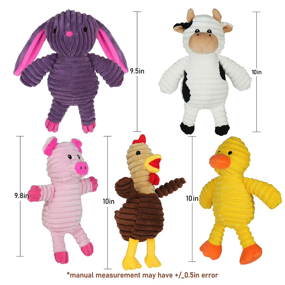5 Pack Dog Toys Plush Dog Squeaky Toys, Assortment Value Bundle Animal Pet Toy for Small Medium Large Dogs, Stuffed Puppy Chew — image 6