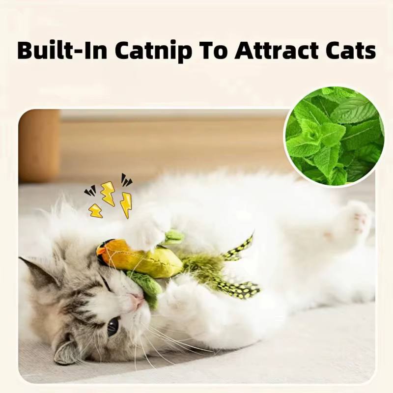Pet Cat Toys for Indoor Cats Interactive Kitten Toy Realistic Bird Sound Containing Plush and Catnip Materials — image 3
