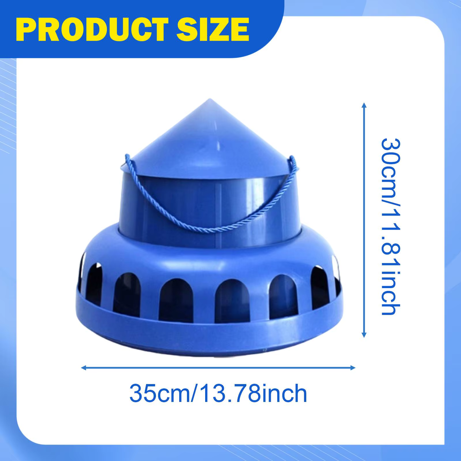 Chicken Feeder Hanging Poultry Feeder with Handle Rope Bowl Food Dispenser for Farm Cockatiel Parrot Geese Chook Hen — image 6