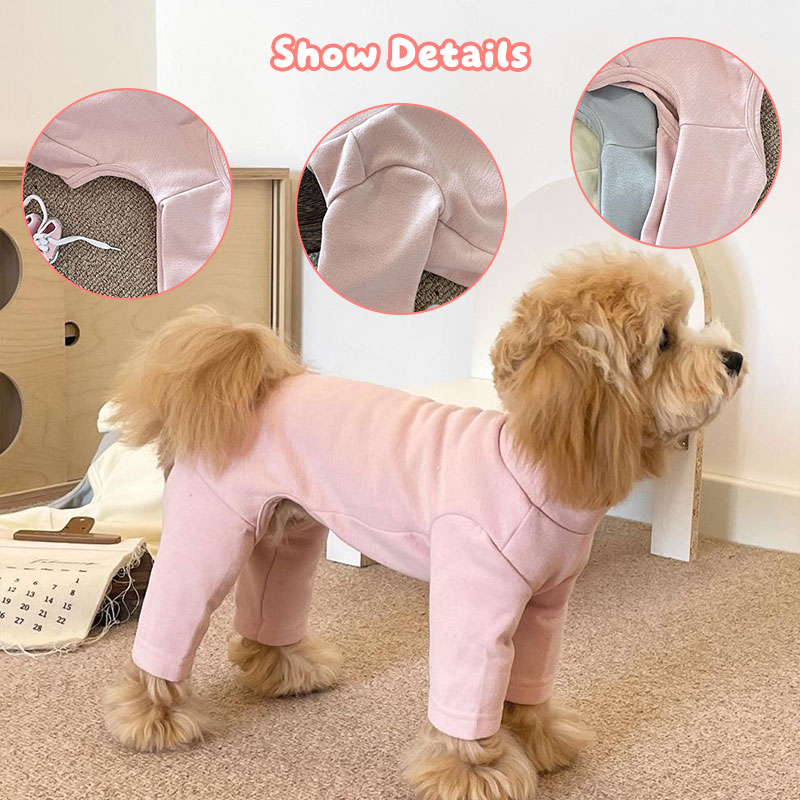 Elastic Pet Onesie, Four-Legged Pajamas for Small to Medium Dogs, Cream Color, Cozy Home Base Shirt, Warm Winter Dog Clothes — image 6