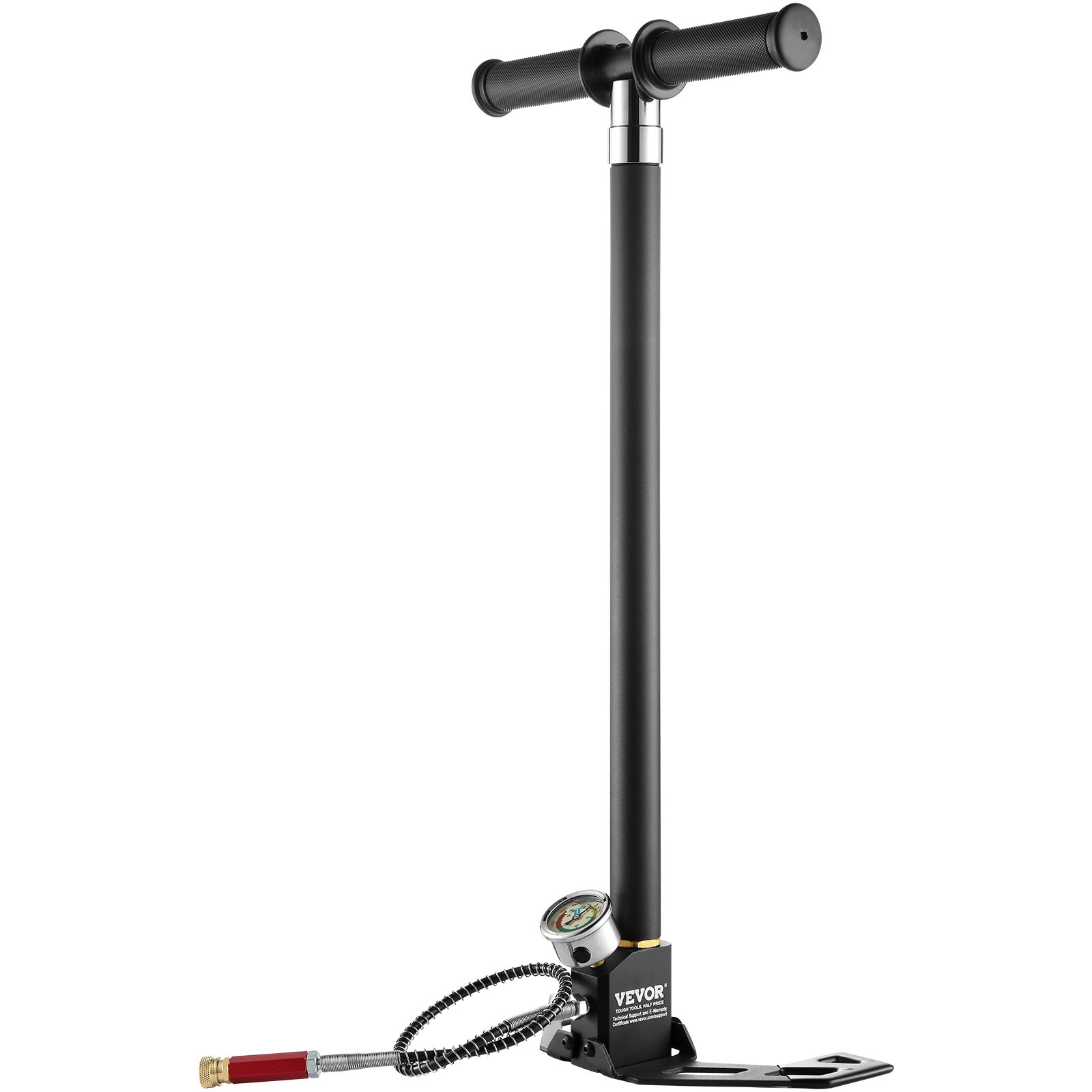 PCP Hand, 4 Stage, 30Mpa 4500 PSI High Pressure PCP Air Rifile Filling Stirrup Pump With Oil-Moisture Filter Pressure Gauge, Stainless Steel For Airguns Scuba Tank Paintball Filling Tire — imagen 5