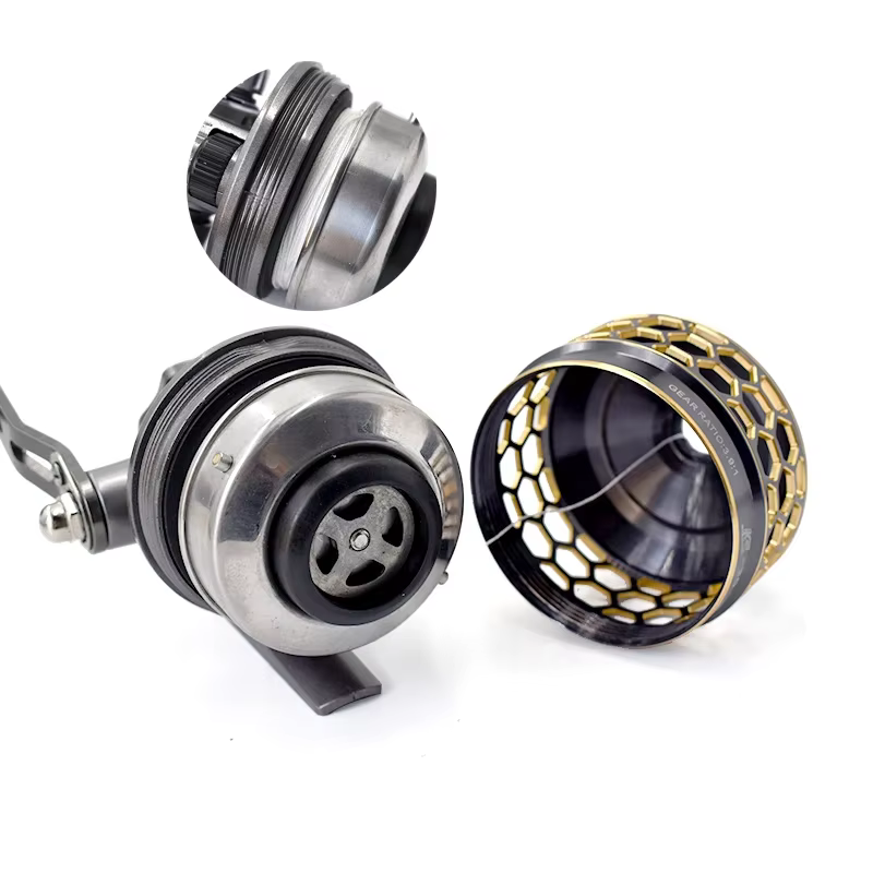 Slingshot Fishing Reel Metal Spinning Interchangeable Handles Catapult Bow Wheel Hunting Outdoor Shooting Closed Reel with Line — image 4