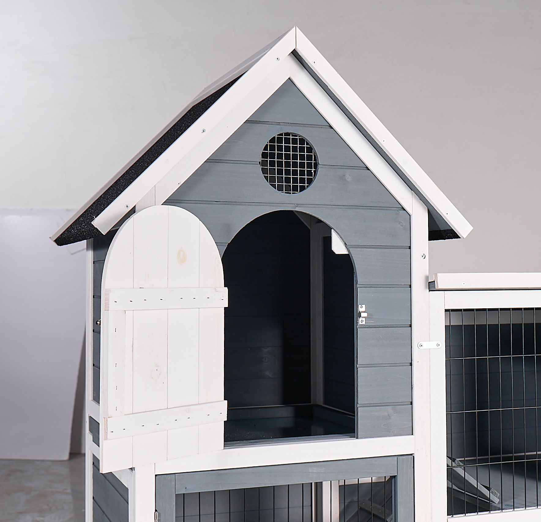 Large Outdoor Chicken Coop Cage, Weatherproof 2-Story Chicken Coop & Rabbit Hutch, Wooden Indoor Outdoor Pet House With No-Leak Tray, Waterproof Roof Pull-Out Tray 50.98L X 48.23 H, Grey, Blue — imagen 4
