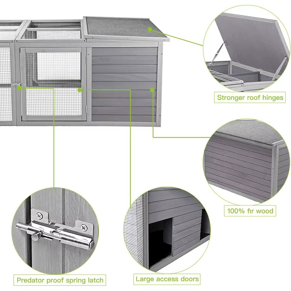 Rabbit Hutch Indoor, Bunny Cage Outdoor, Small Animal House with Large Run — image 5