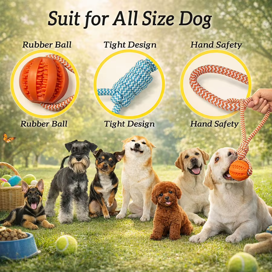 Pelota de Juguetes para Perros Azul Claro Duradera, Resistente a Bocados y Mordeduras, Limpieza Dental Interactiva — imagen 4