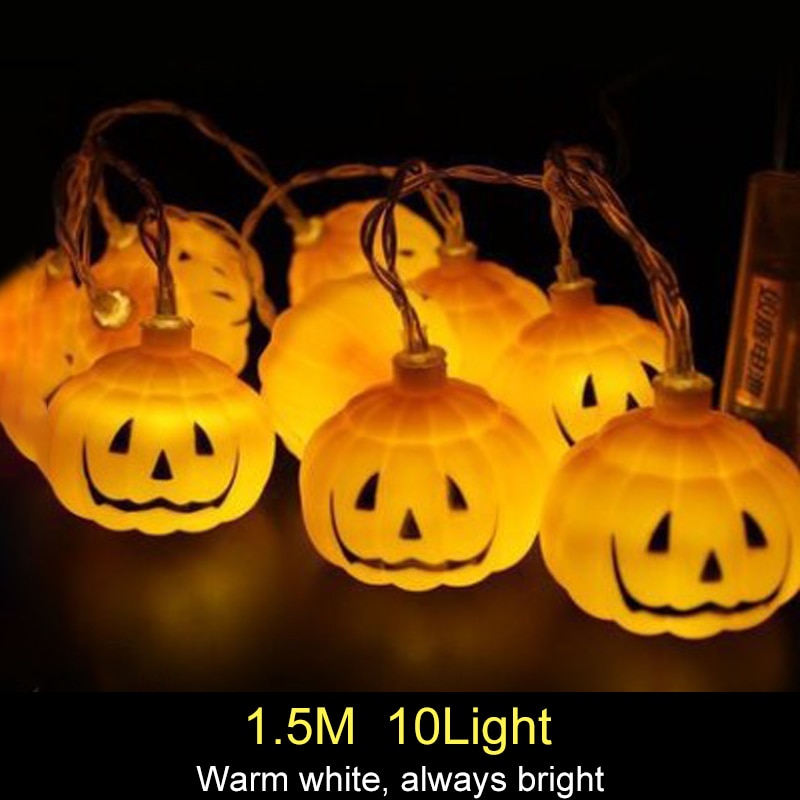 1.5m 10Led Halloween Pumpkin Ghost Skeletons Bat Spider Led Light String Festival Home Bar Party Decor Halloween Ornament — image 9