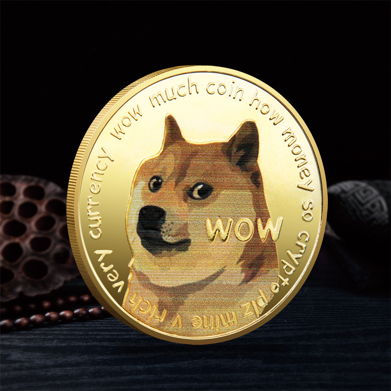 Moneda Comemorativa de Oro Galvanizado con Patrón Cómico de Perros para Coleccionistas y Regalos Dogecoin — imagen 1