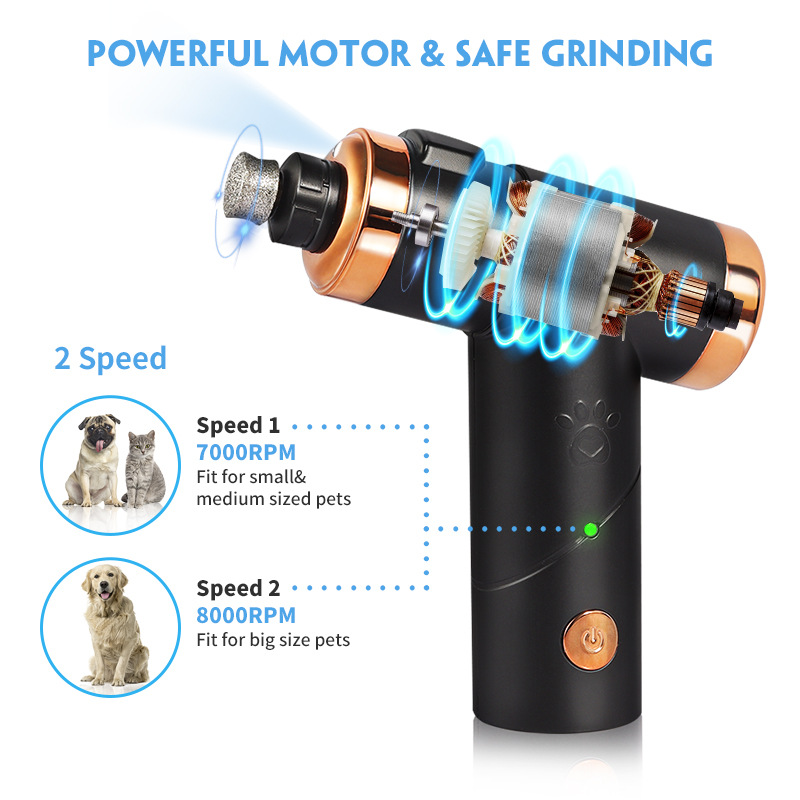 Rechargeable Pet Nail Clippers Dog Nail Polisher Cat Dog Nail Clipper Electric Pet Nail Polisher — image 3