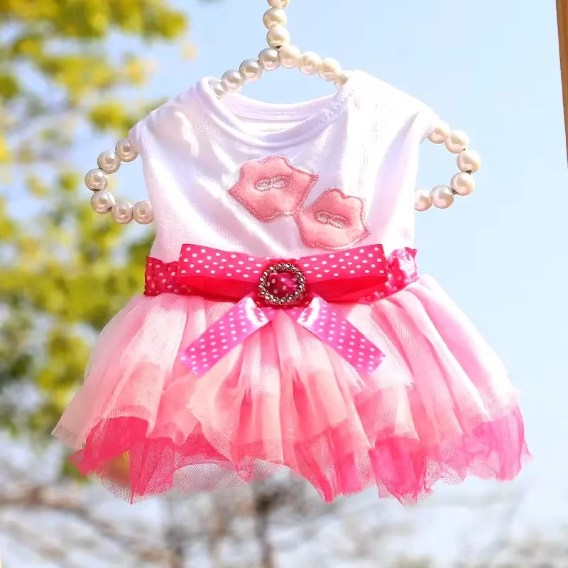 Spring Dog Lace Dress Pet Dog Clothes For Small Dog Party Birthday Wedding Dress Puppy Costume Pet Clothes — image 5