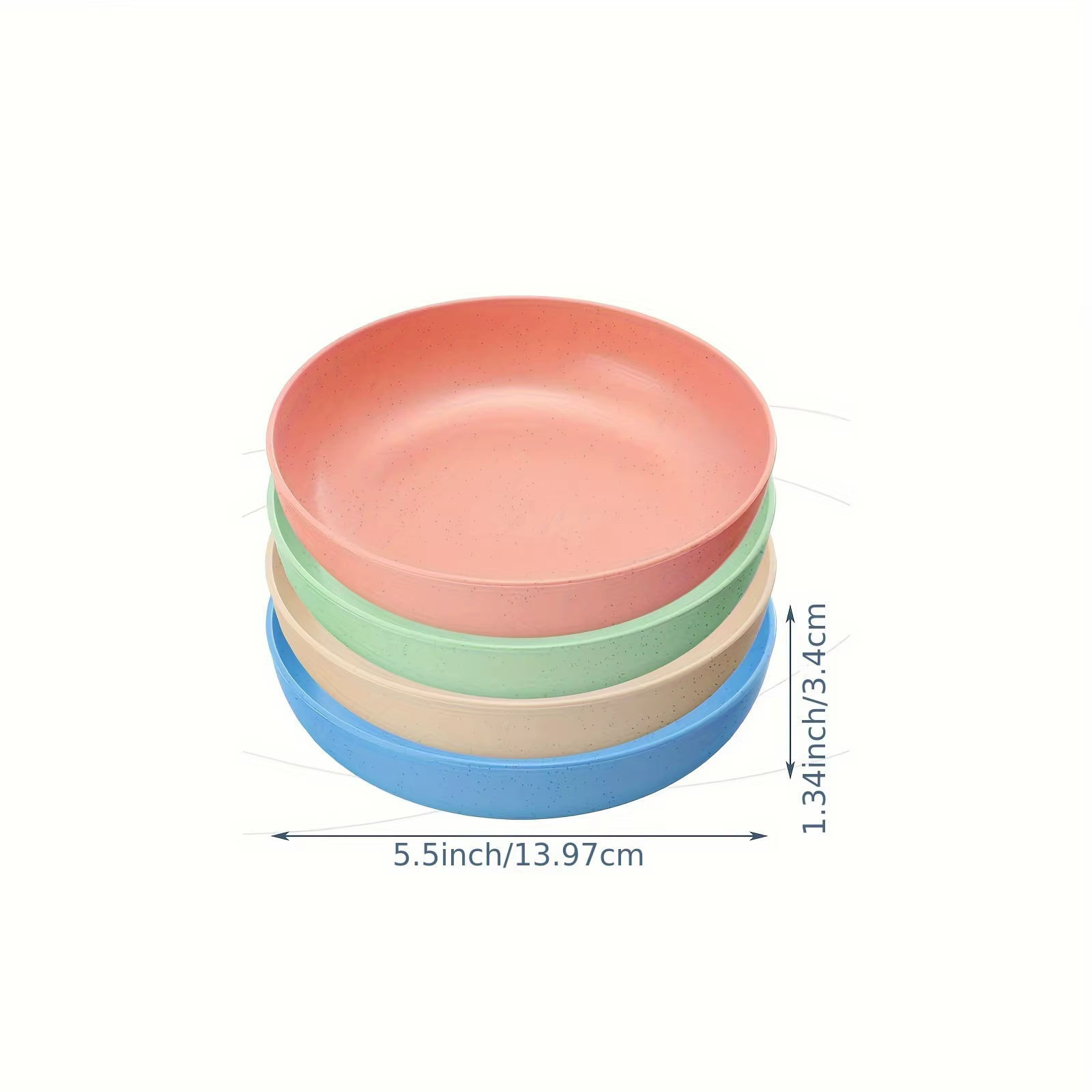 4pcs Cat Bowls, 13.97 Cm Wide Shallow Pet Food & Water Dishes, Plastic Non-Slip Colorful Feeding Plates For Small Cats, Kittens — image 2