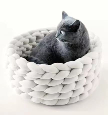 Filled Cotton Coarse Wool Hand-Woven Pet Cat Litter Can Be Machine Washed Coarse Cloth Dog Litter — image 9