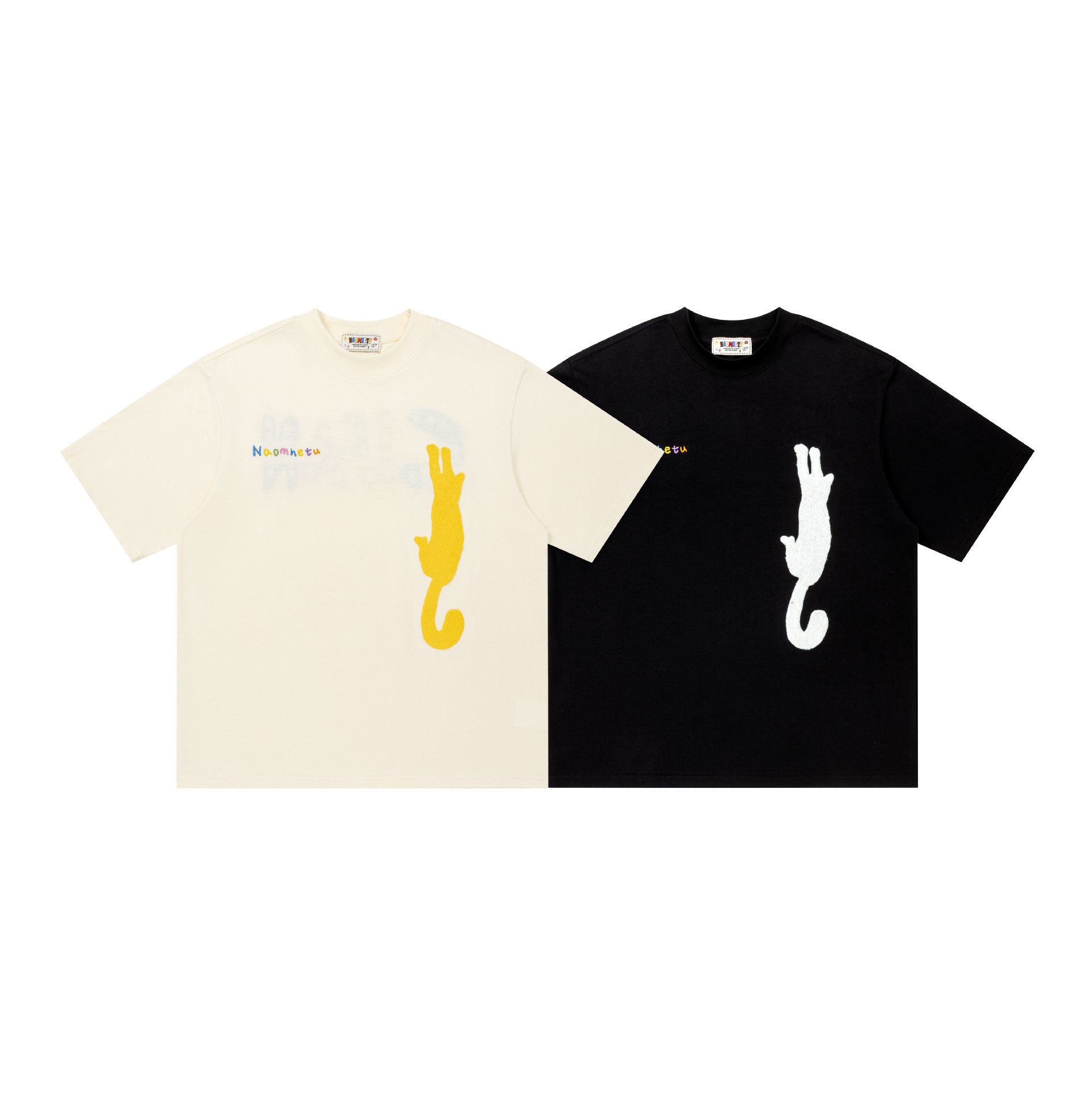 Camiseta con silueta invertida de gato manga corta — imagen 6