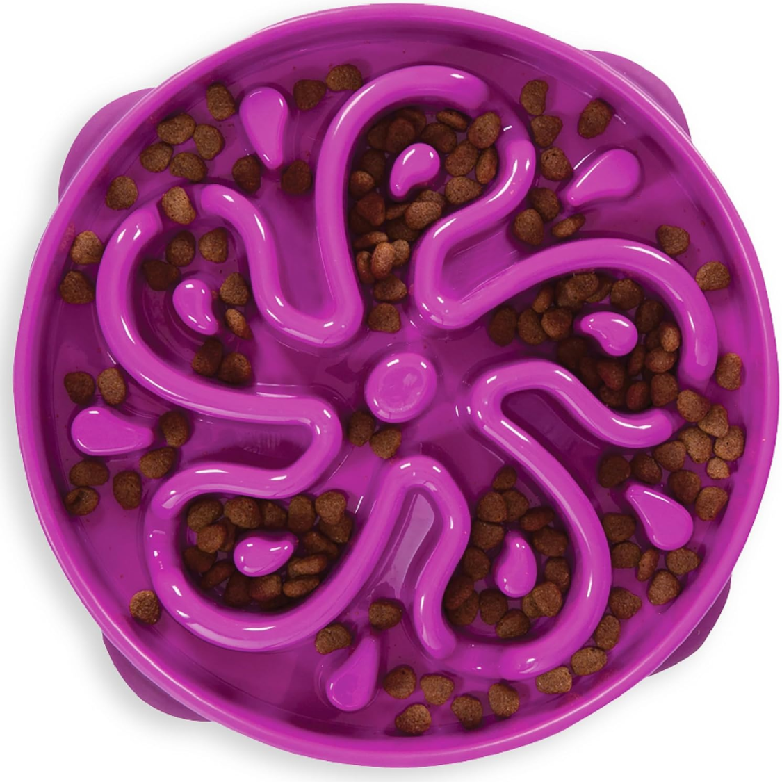 Hound Feeder Slo Bowl Large 4 Cup Capacity, Slow Feeding, Medium To Large Dogs, Non Slip, Purple, Flower Pattern — image 1